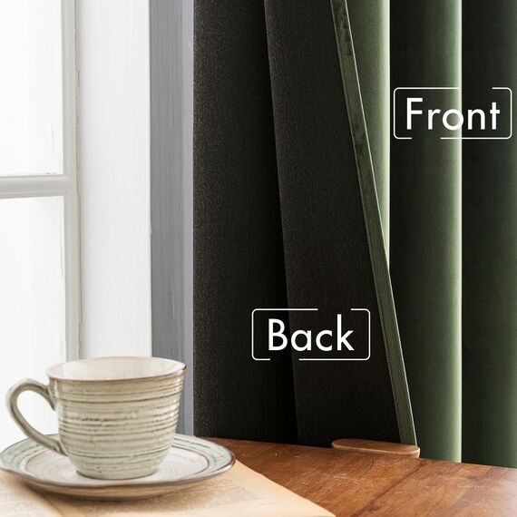 MIULEE Grün Samtvorhang mit Ösen, Wunderschön Weich Vorhänge Samt für Deko Schlafzimmer Wohnzimmer, 2 Stück Samt Gardinen Blickdicht Jedes 185 cm Hoch, Dicker Velvet Thermovorhang Winter