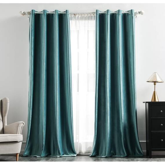 MIULEE Seegrün Samtvorhang mit Ösen, Wunderschön Weich Vorhänge Samt für Deko Schlafzimmer Wohnzimmer, 2 Stück Samt Gardinen Blickdicht Jedes 245 CM Hoch, Dicker Velvet Thermovorhang Winter