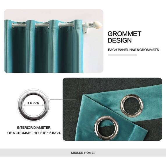 MIULEE Seegrün Samtvorhang mit Ösen, Wunderschön Weich Vorhänge Samt für Deko Schlafzimmer Wohnzimmer, 2 Stück Samt Gardinen Blickdicht Jedes 245 CM Hoch, Dicker Velvet Thermovorhang Winter