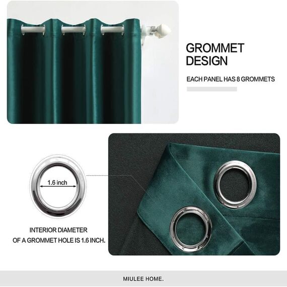 MIULEE Grün Samtvorhang Ösen 2er Set 140X245, Blickdichte Vorhänge Samt für Deko Schlafzimmer Wohnzimmer, Wunderschön Weich Vorhang Verdunkelung Velvet Curtains, Verdunkelnd Samt Gardinen Blickdicht
