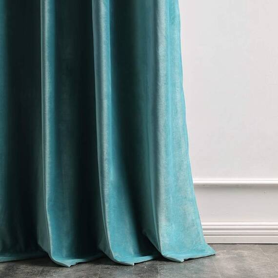 MIULEE Seegrün Samtvorhang mit Ösen, Wunderschön Weich Vorhänge Samt für Deko Schlafzimmer Wohnzimmer, 2 Stück Samt Gardinen Blickdicht Jedes 245 CM Hoch, Dicker Velvet Thermovorhang Winter