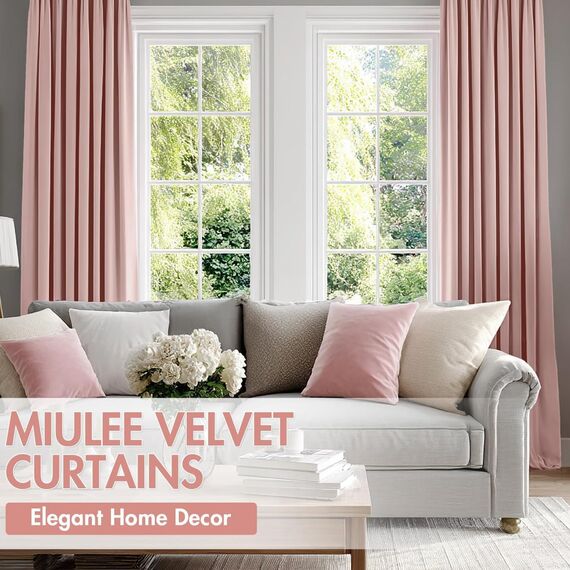 MIULEE Hellrosa Samtvorhang Ösen 2er Set 140X225, Blickdichte Vorhänge Samt für Deko Schlafzimmer Wohnzimmer, Sehr Weicher Vorhang Verdunkelung Velvet Curtains, Verdunkelnd Samt Gardinen Blickdicht