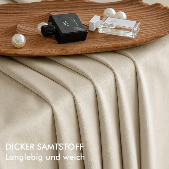 MIULEE Vorhang Samt Hellbeige mit Ösen 140x260 CM, Super Weich Samtvorhang für Deko Schlafzimmer Wohnzimmer, 2 Stück Samt Gardinen Blickdicht Verdunkelung, Dicker Thermovorhang Winter