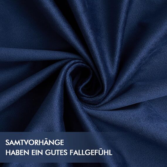 MIULEE Marineblau Samtvorhang mit Ösen, Wunderschön Weich Vorhänge Samt für Deko Schlafzimmer Wohnzimmer, 2 Stück Samt Gardinen Blickdicht Jedes 260 cm Hoch, Dicker Velvet Thermovorhang Winter