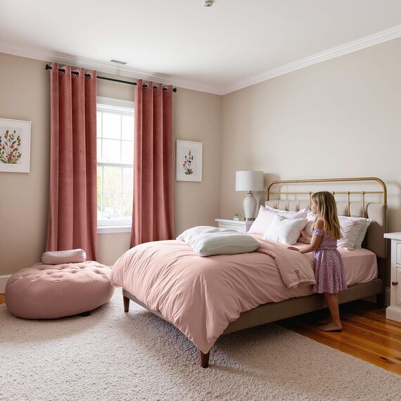 MIULEE Altrosa Samtvorhang mit Ösen, Wunderschön Weich Vorhänge Samt für Deko Schlafzimmer Wohnzimmer, 2 Stück Samt Gardinen Blickdicht Jedes 245 cm Hoch, Dicker Velvet Thermovorhang Winter