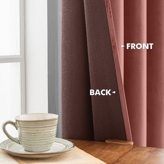 MIULEE Altrosa Samtvorhang mit Ösen, Wunderschön Weich Vorhänge Samt für Deko Schlafzimmer Wohnzimmer, 2 Stück Samt Gardinen Blickdicht Jedes 245 cm Hoch, Dicker Velvet Thermovorhang Winter