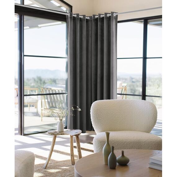 MIULEE Grau Samtvorhang Ösen 2er Set 140X225, Blickdichte Vorhänge Samt für Deko Schlafzimmer Wohnzimmer, Wunderschön Weich Vorhang Verdunkelung Velvet Curtains, Verdunkelnd Samt Gardinen Blickdicht