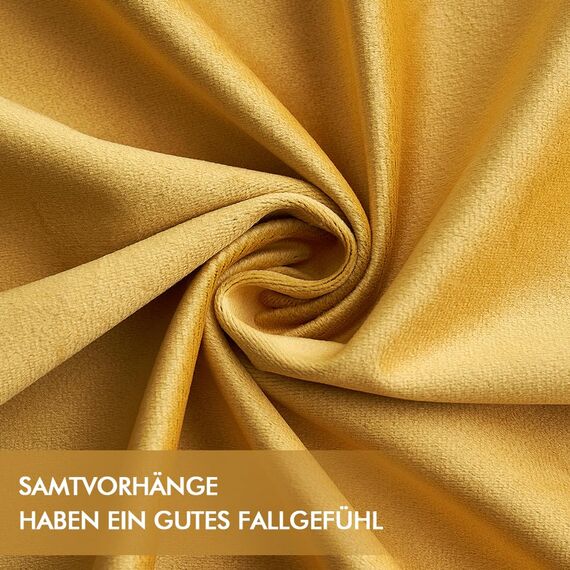 MIULEE Senfgelb Samtvorhang Ösen 2er Set 140X260, Blickdichte Vorhänge Samt für Schlafzimmer Wohnzimmer, Wunderschön Weich Vorhang Verdunkelung Velvet Curtains, Verdunkelnd Samt Gardinen Blickdicht