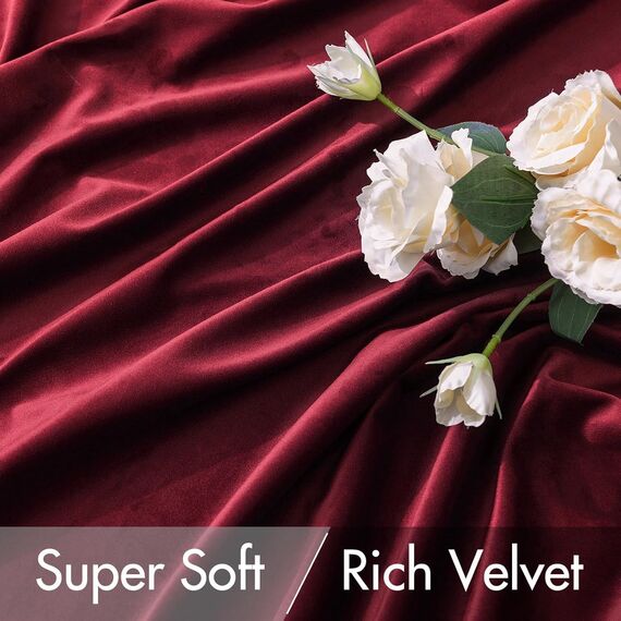 MIULEE Rot Samtvorhang mit Ösen, Wunderschön Weich Vorhänge Samt für Deko Schlafzimmer Wohnzimmer, 2 Stück Samt Gardinen Blickdicht Jedes 245 CM Hoch, Dicker Velvet Thermovorhang Winter