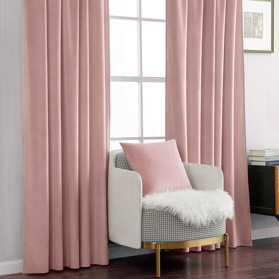 MIULEE Hellrosa Samtvorhang Ösen 2er Set 140X260, Blickdichte Vorhänge Samt für Deko Schlafzimmer Wohnzimmer, Sehr Weicher Vorhang Verdunkelung Velvet Curtains, Verdunkelnd Samt Gardinen Blickdicht