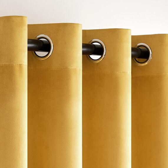 MIULEE Senfgelb Samtvorhang Ösen 2er Set 140X225, Blickdichte Vorhänge Samt für Schlafzimmer Wohnzimmer, Wunderschön Weich Vorhang Verdunkelung Velvet Curtains, Verdunkelnd Samt Gardinen Blickdicht
