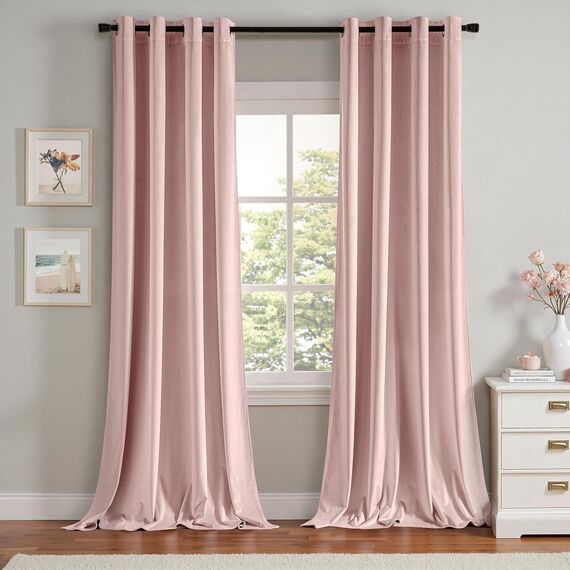 MIULEE Hellrosa Samtvorhang Ösen 2er Set 140X225, Blickdichte Vorhänge Samt für Deko Schlafzimmer Wohnzimmer, Sehr Weicher Vorhang Verdunkelung Velvet Curtains, Verdunkelnd Samt Gardinen Blickdicht