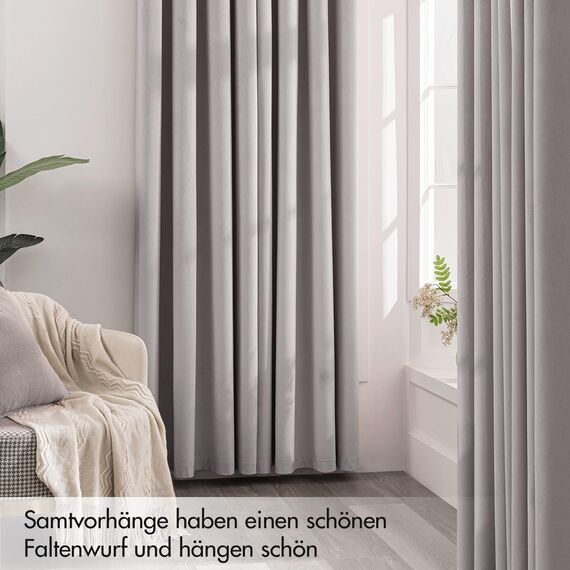 MIULEE Silbergrau Samtvorhang Ösen 2er Set 140X260, Blickdichte Vorhänge Samt für Deko Schlafzimmer Wohnzimmer, Sehr Weicher Vorhang Verdunkelung Velvet Curtains, Verdunkelnd Samt Gardinen Blickdicht