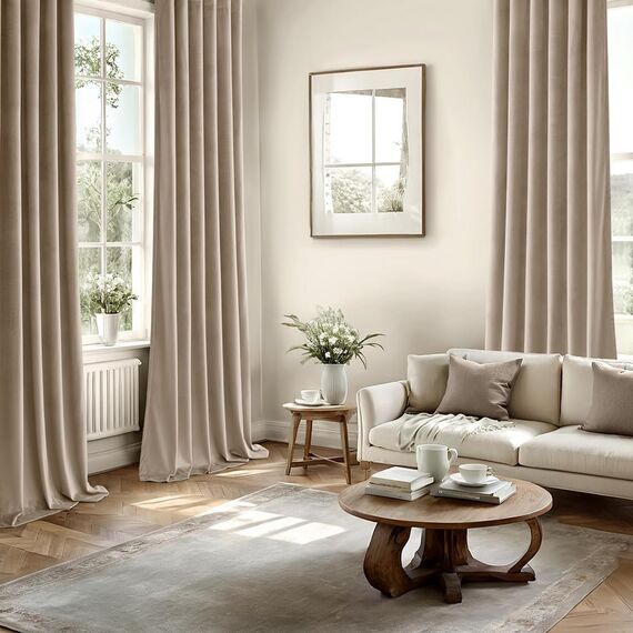 MIULEE Beige Samtvorhang Ösen 2er Set 140X245, Blickdichte Vorhänge Samt für Deko Schlafzimmer Wohnzimmer, Wunderschön Weich Vorhang Verdunkelung Velvet Curtains, Verdunkelnd Samt Gardinen Blickdicht