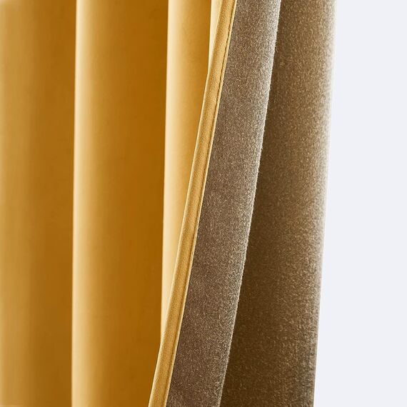 MIULEE Senfgelb Samtvorhang Ösen 2er Set 140X225, Blickdichte Vorhänge Samt für Schlafzimmer Wohnzimmer, Wunderschön Weich Vorhang Verdunkelung Velvet Curtains, Verdunkelnd Samt Gardinen Blickdicht
