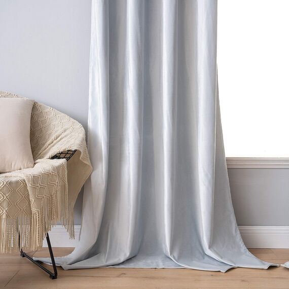 MIULEE Grauweiß Samtvorhang mit Ösen, Wunderschön Weich Vorhänge Samt für Deko Schlafzimmer Wohnzimmer, 2 Stück Samt Gardinen Blickdicht Jedes 260 cm Hoch, Dicker Velvet Thermovorhang Winter