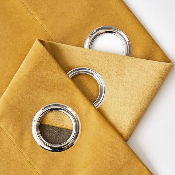 MIULEE Senfgelb Samtvorhang Ösen 2er Set 140X260, Blickdichte Vorhänge Samt für Schlafzimmer Wohnzimmer, Wunderschön Weich Vorhang Verdunkelung Velvet Curtains, Verdunkelnd Samt Gardinen Blickdicht