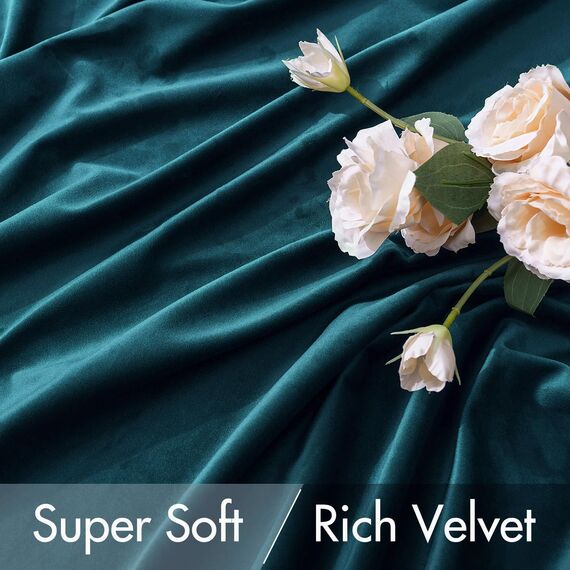 MIULEE Blau Samtvorhang mit Ösen 140x300, Wunderschön Weich Vorhänge Samt für Deko Schlafzimmer Wohnzimmer, 2 Stück Samt Gardinen Blickdicht Jedes 300 cm Hoch, Dicker Velvet Thermovorhang Winter
