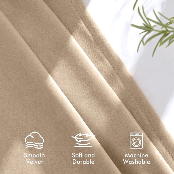 MIULEE Beige Samtvorhang Ösen 2er Set 140X290, Blickdichte Vorhänge Samt für Deko Schlafzimmer Wohnzimmer, Wunderschön Weich Vorhang Verdunkelung Velvet Curtains, Verdunkelnd Samt Gardinen Blickdicht