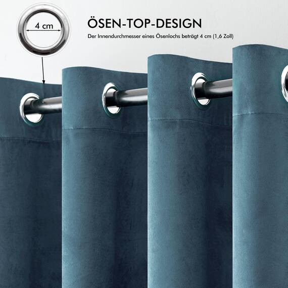 MIULEE Vorhang Samt Graublau mit Ösen 140x280 cm, Super Weich Samtvorhang für Deko Schlafzimmer Wohnzimmer, 2 Stück Samt Gardinen Blickdicht Verdunkelung, Dicker Thermovorhang Winter