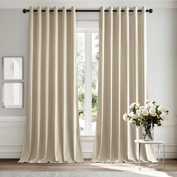 MIULEE Hellbeige Samtvorhang Ösen 2er Set 200X260, Blickdichte Vorhänge Samt für Deko Schlafzimmer Wohnzimmer, Sehr Weicher Vorhang Verdunkelung Velvet Curtains, Verdunkelnd Samt Gardinen Blickdicht