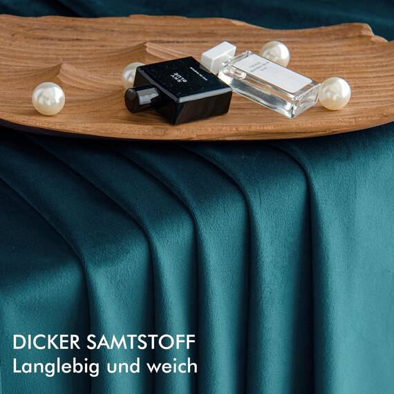 MIULEE Vorhang Samt Pfauenblau mit Ösen 140x280 cm, Super Weich Samtvorhang für Deko Schlafzimmer Wohnzimmer, 2 Stück Samt Gardinen Blickdicht Verdunkelung, Dicker Thermovorhang Winter