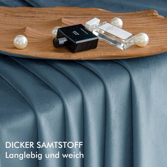 MIULEE Vorhang Samt Graublau mit Ösen 140x280 cm, Super Weich Samtvorhang für Deko Schlafzimmer Wohnzimmer, 2 Stück Samt Gardinen Blickdicht Verdunkelung, Dicker Thermovorhang Winter