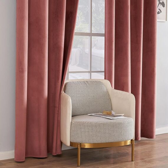 MIULEE Altrosa Samtvorhang Ösen 2er Set 140X300, Blickdichte Vorhänge Samt für Deko Schlafzimmer Wohnzimmer, Sehr Weicher Vorhang Verdunkelung Velvet Curtains, Verdunkelnd Samt Gardinen Blickdicht