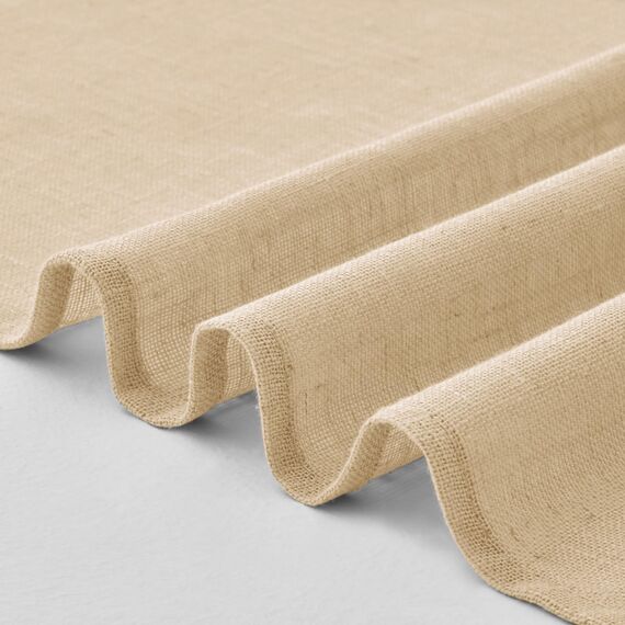 Woaboy Leinen Gardinen Vorhänge Wohnzimmer Halbtransparent mit Ösen Stores Gardine Leinenoptik Schlafzimmer Modern Ösenvorhang Schlaufengardinen 2er Set 140x240cm (BxH) Beige