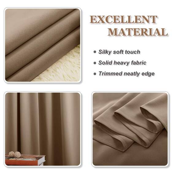 PONY DANCE Blickdichte Vorhänge mit Ösen 2er Set H 150 x B 90 cm Küchen Gardinen Blickdicht Wohnzimmer Verdunklungsvorhänge für Kleine Fenster Scheibengardinen, Cappuccino