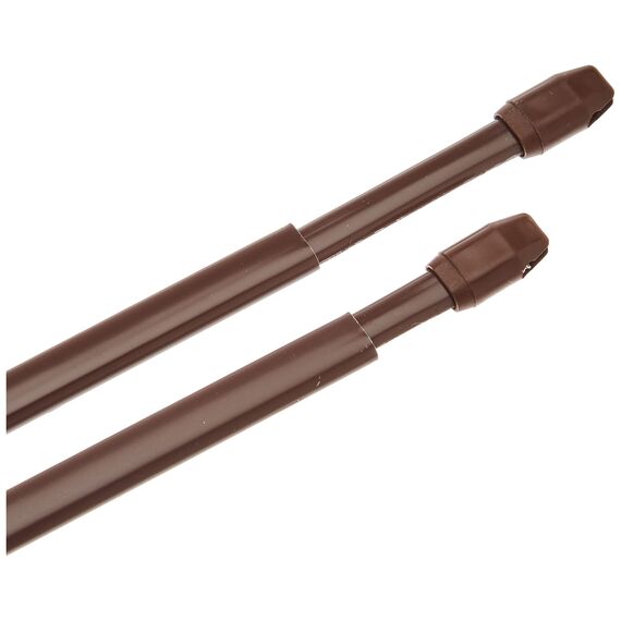 GARDINIA Vitragestange flachoval, Ausziehbar, Gardinenstange, Metall/Kunststoff, Braun, 60-100 cm, 2 Stück
