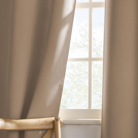 PONY DANCE Blickdichte Vorhänge mit Ösen 2er Set H 137 x B 90 cm Küchen Gardinen Blickdicht Wohnzimmer Verdunklungsvorhänge für Kleine Fenster Scheibengardinen, Cappuccino