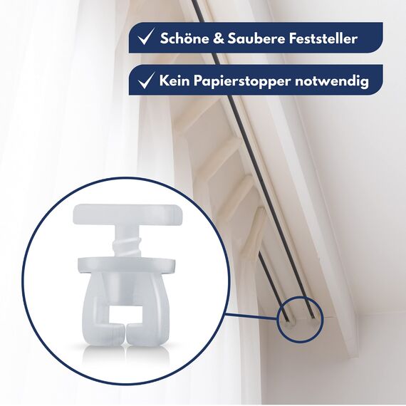NEUFELD® 120 Gardinengleiter für Innenlaufschienen (inkl. 6 Feststeller) | 7mm Faltengleiter für Gardinenschienen, Vorhangschienen | Gardinenrollen (Packung mit 2)