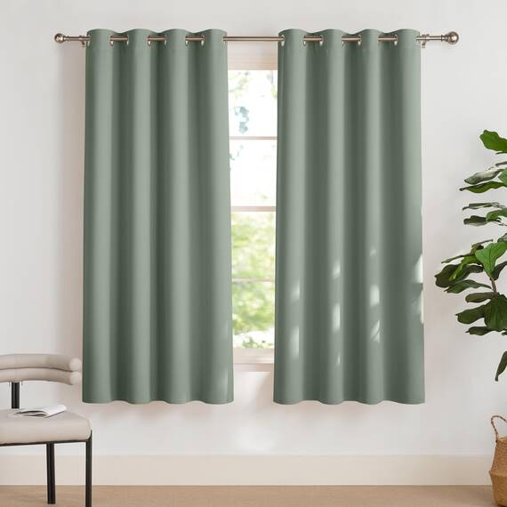 PONY DANCE Verdunklungsvorhänge Ösen Gardienen 2-Set H 180 x B 132 cm Schlafzimmer Gardinen und Vorhänge Kurz Thermo Vorhang Hitzeschutz Blickdicht Thermal Curtains, Salbeigrün