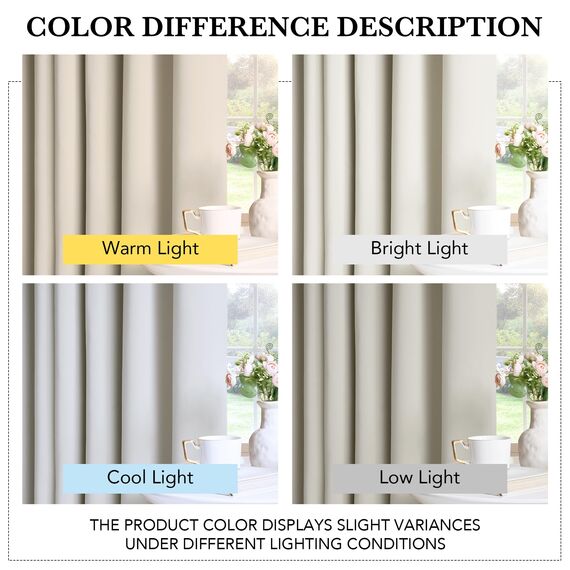 PONY DANCE Vorhang Beige Blickdicht Wohnzimmer Gardinen mit Ösen 2er Set H 250 x B 132 cm Thermo Vorhänge Hitze Blackout Thermal Curtains for Living Room, Hellbeige
