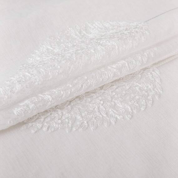 MIULEE Kurz Vorhänge Transparent mit Weiss Blätter Muster, Modern Stickerei Gardinen Ösen Für Kleines Fenster Kurzgardine, 2er Set Schöne Blätter Muster Vorhang Fenster H 160 x B 140