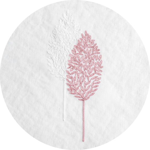 MIULEE Wohnzimmer Vorhänge Transparent mit Rosa und Weiss Blätter Muster, Modern Stickerei Gardinen Ösen für Schlafzimmer Deko, 2er Set Schöne Blätter Muster Vorhang Fenster H 260 x B 140