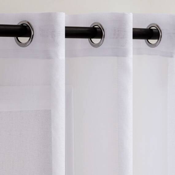 Woaboy Voile Gardinen Weiss Vorhänge Transparent Wohnzimmer mit Ösen Stores Gardinen Schlafzimmer Ösenvorhang Scheibengardine Schlaufengardinen Modern 2er Set 140x225 cm (B x H) Weiß