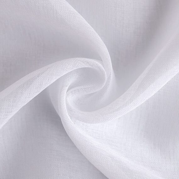 Woaboy Voile Gardinen Kurz Weiss Vorhänge Transparent Wohnzimmer mit Ösen Stores Gardinen Schlafzimmer Ösenvorhang Scheibengardine Schlaufengardinen Modern 2er Set 140x175 cm (B x H) Weiß