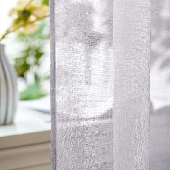 Woaboy Voile Gardinen Vorhänge Transparent Wohnzimmer mit Ösen Stores Gardinen Schlafzimmer Ösenvorhang Scheibengardine Schlaufengardinen Modern 2er Set 140x225 cm (B x H) Grau