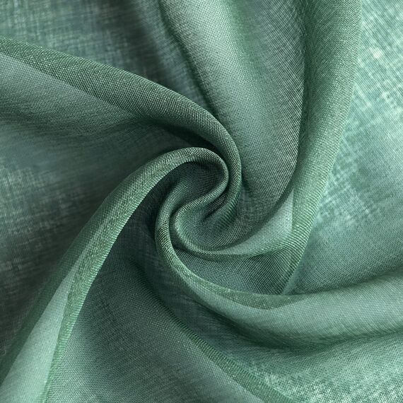 Woaboy Voile Gardinen Kurz Vorhänge Transparent Wohnzimmer mit Ösen Stores Gardinen Schlafzimmer Ösenvorhang Scheibengardine Schlaufengardinen Modern 2er Set 140x175 cm (B x H) Dunkelgrün