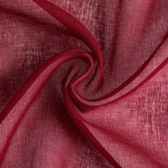 Woaboy Voile Gardinen Vorhänge Transparent Wohnzimmer mit Ösen Stores Gardinen Schlafzimmer Ösenvorhang Scheibengardine Schlaufengardinen Modern 2er Set 140x245 cm (B x H) Wein Rot
