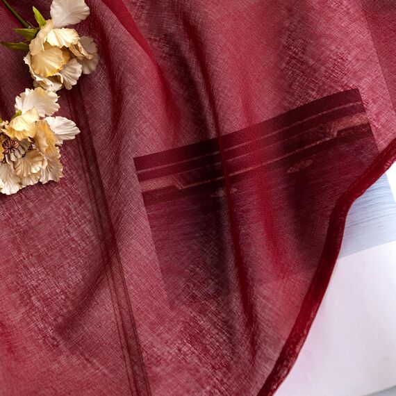 Woaboy Voile Gardinen Vorhänge Transparent Wohnzimmer mit Ösen Stores Gardinen Schlafzimmer Ösenvorhang Scheibengardine Schlaufengardinen Modern 2er Set 140x260 cm (B x H) Wein Rot