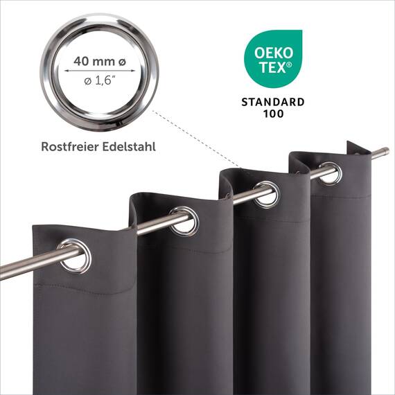 Blumtal 2er-Set Gardinen Verdunklungsvorhänge Blickdicht - Elegante Wärmeisolierende Vorhänge mit Ösen, Thermovorhang für alle Fenster und Jahreszeiten, 245 x 140 cm, Anthrazit