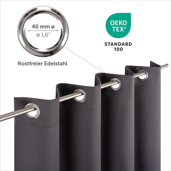 Blumtal 2er-Set Gardinen Verdunklungsvorhänge Blickdicht - Elegante Wärmeisolierende Vorhänge mit Ösen, Thermovorhang für alle Fenster und Jahreszeiten, 225 x 140 cm, Anthrazit