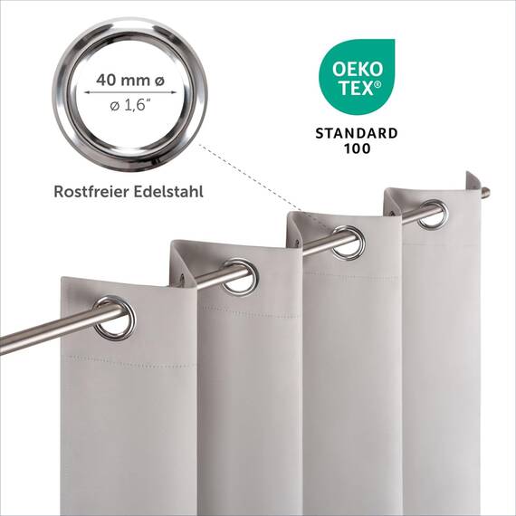 Blumtal 2er-Set Gardinen Verdunklungsvorhänge Blickdicht - Elegante Wärmeisolierende Vorhänge mit Ösen, Thermovorhang für alle Fenster und Jahreszeiten, 175 x 140 cm, Moonlight Grey - Grau