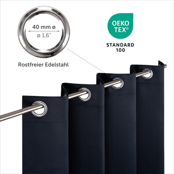 Blumtal 2er-Set Gardinen Verdunklungsvorhänge Blickdicht - Elegante Wärmeisolierende Vorhänge mit Ösen, Thermovorhang für alle Fenster und Jahreszeiten, 225 x 140 cm, Dark Ocean Blue - Blau