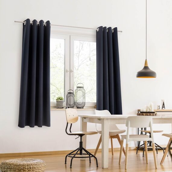 Blumtal Verdunklungsvorhänge 2er Set - Thermovorhang Hitzeschutz - Vorhang blickdicht mit Ösen - Gardinenschals mit Schlaufen - Thermovorhang - Gardinen 215x132cm - blickdichter Vorhang - Vorhang Blau