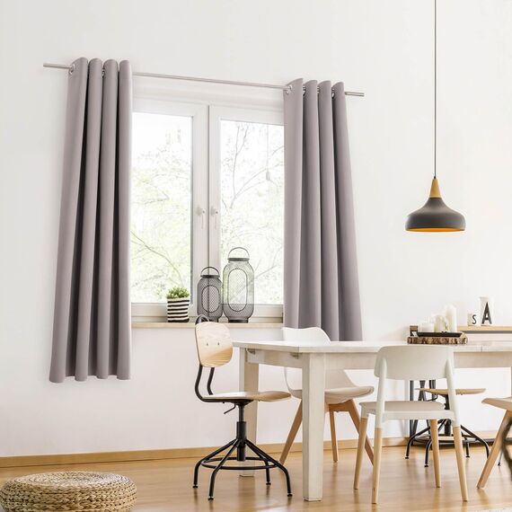 Blumtal Verdunklungsvorhänge 2er Set - Thermovorhang Hitzeschutz - Vorhang Blickdicht mit Ösen - Gardinenschals mit Schlaufen - Thermovorhang - Gardinen 295x140cm - wärmeisolierende Vorhänge - Grau