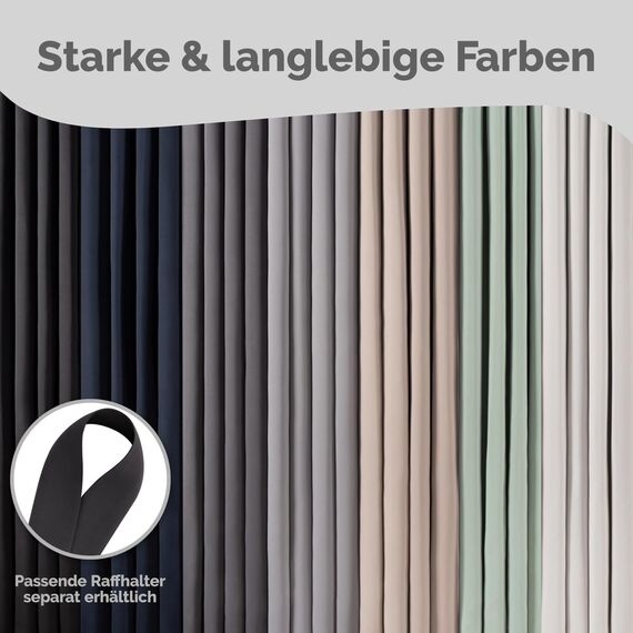 Blumtal 2er-Set Gardinen Verdunklungsvorhänge Blickdicht - Elegante Wärmeisolierende Vorhänge mit Ösen, Thermovorhang für alle Fenster und Jahreszeiten, 145 x 140 cm, Schwarz